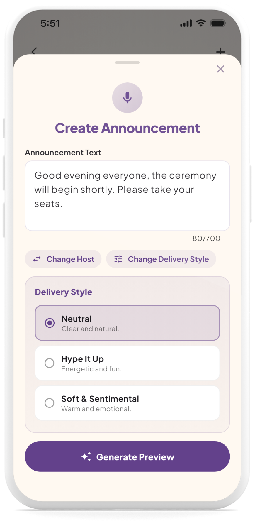 Cue the Moment app: announcements